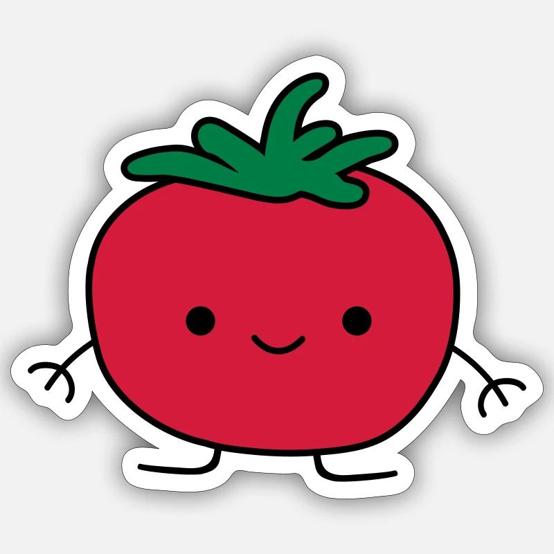 Tomate Doodle - Sticker Größe S (10 x 10 cm) - Mattweiß