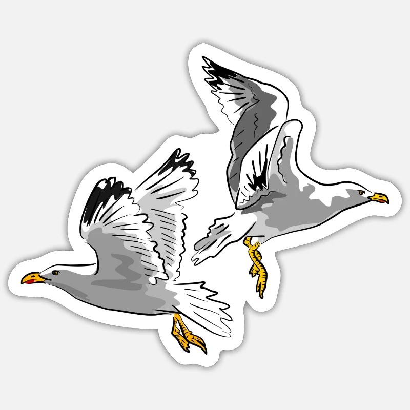 mouette - Sticker taille S (10 x 10 cm) - blanc mat