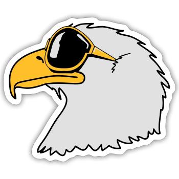 Drôle oiseau cool lunettes de soleil d'aigle - Sticker taille S (10 x 10 cm) - blanc mat - Devant