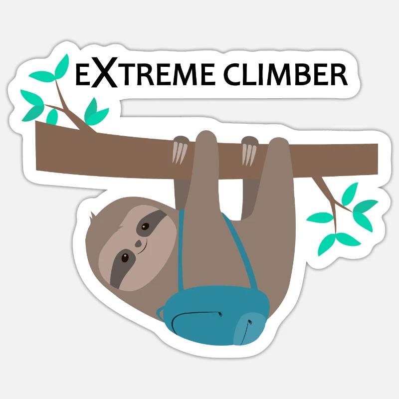Faultier extreme climber Extrem Kletterer Sticker Größe S (10 x 10 cm)