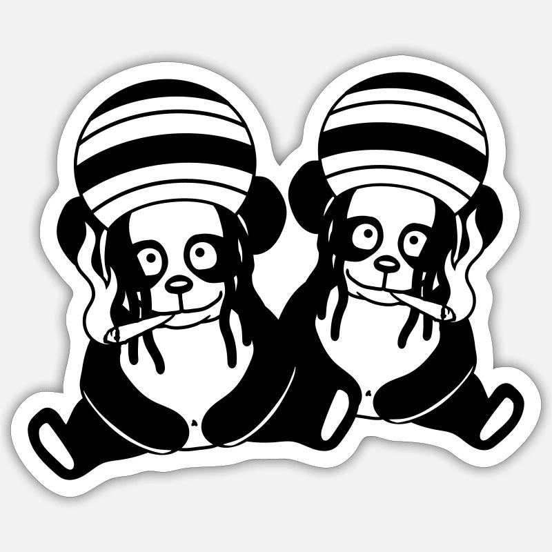 coole 2 panda freunde team paar baer raggae joint Sticker Größe S (10 x 10 cm)