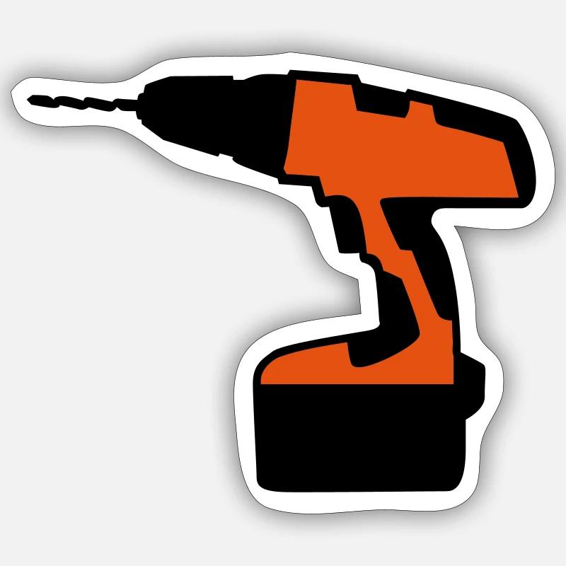 Akkuschrauber - Sticker Größe S (10 x 10 cm) - Mattweiß