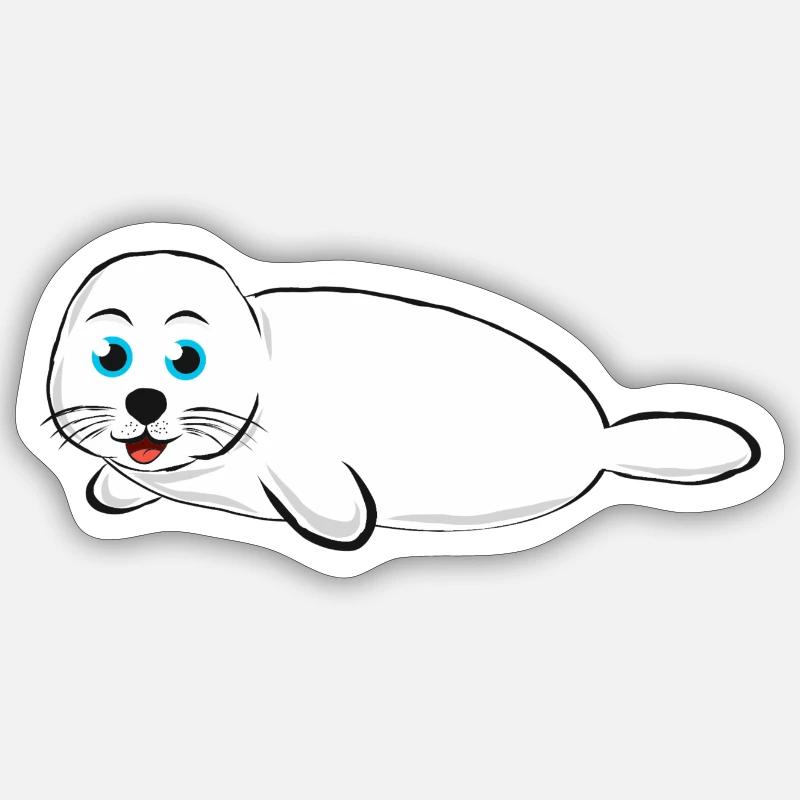 Phoque - blanc Sticker taille S (10 x 10 cm)