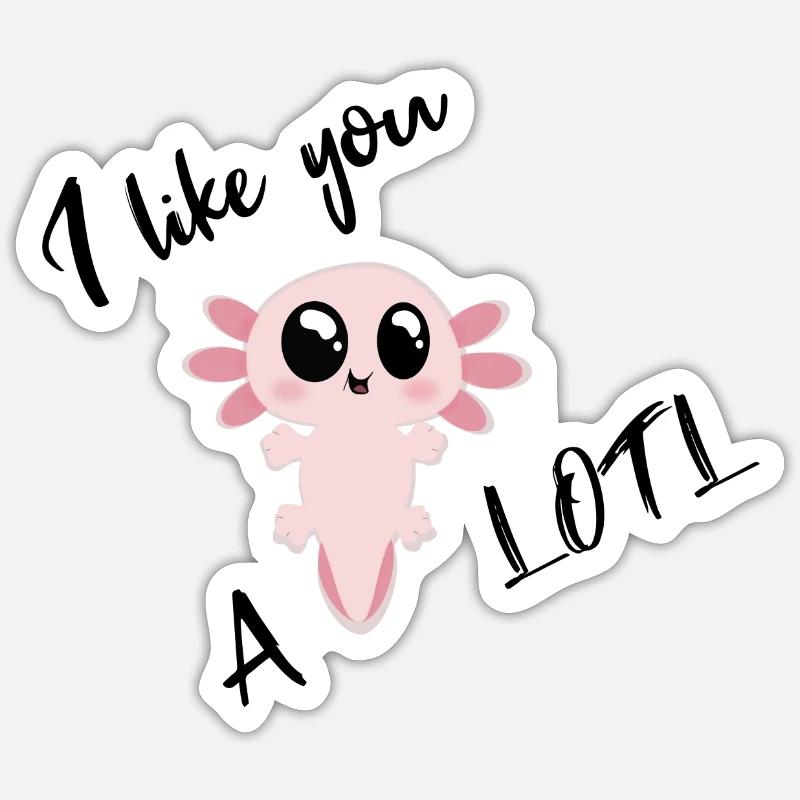 axolotl doux - Sticker taille S (10 x 10 cm) - blanc mat