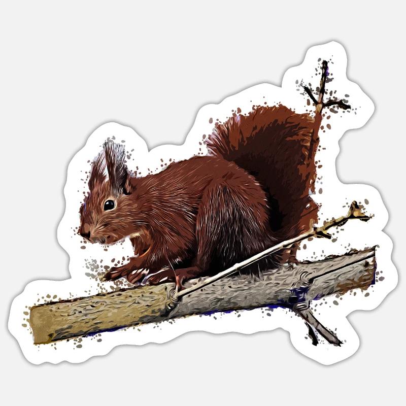 écureuil - Sticker taille S (10 x 10 cm) - blanc mat