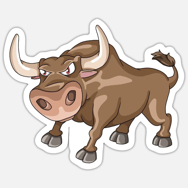 Illustration de dessin animé mignon taureau - Sticker taille S (10 x 10 cm) - blanc mat