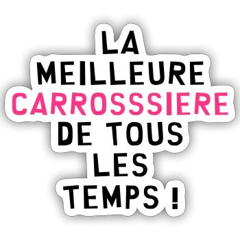 Carrossier / Garagiste / Garage / Voiture / Mécano - Sticker taille S (10 x 10 cm) - blanc mat - Devant