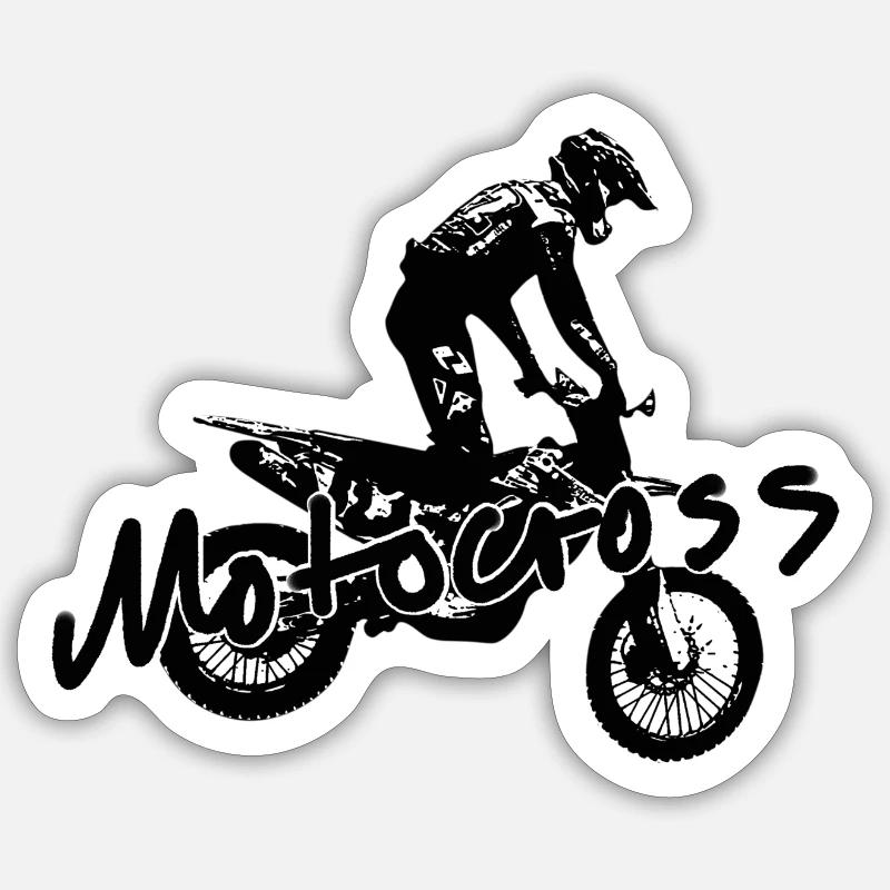 motocross - Sticker taille S (10 x 10 cm) - blanc mat