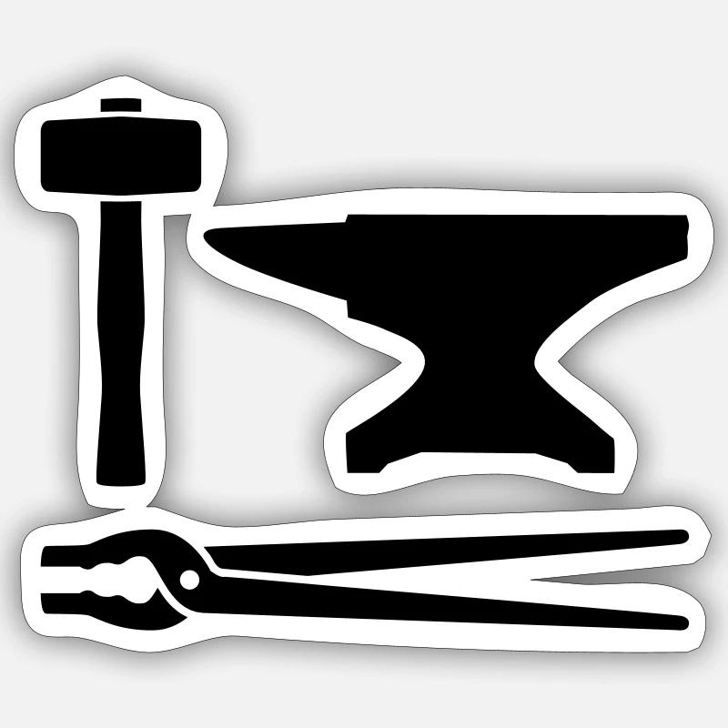 Forgeron - Sticker taille S (10 x 10 cm) - blanc mat