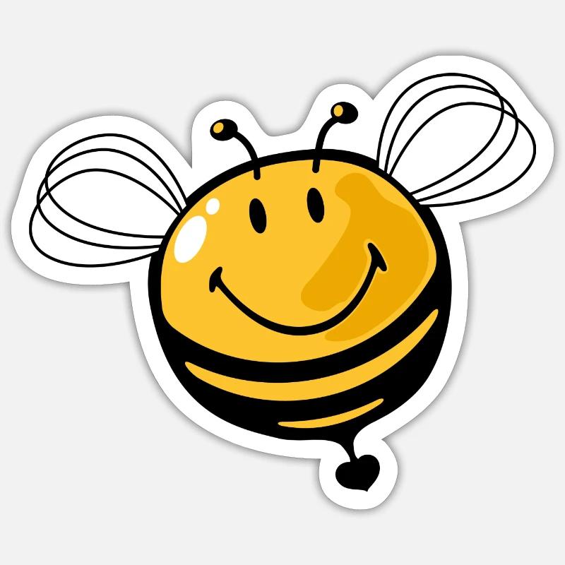 Smiley Bee - Naklejka rozmiar S (10 x 10 cm) - biały matowy
