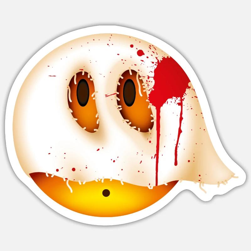 Smiley Glossy Bloody Ghost - Sticker taille S (10 x 10 cm) - blanc mat