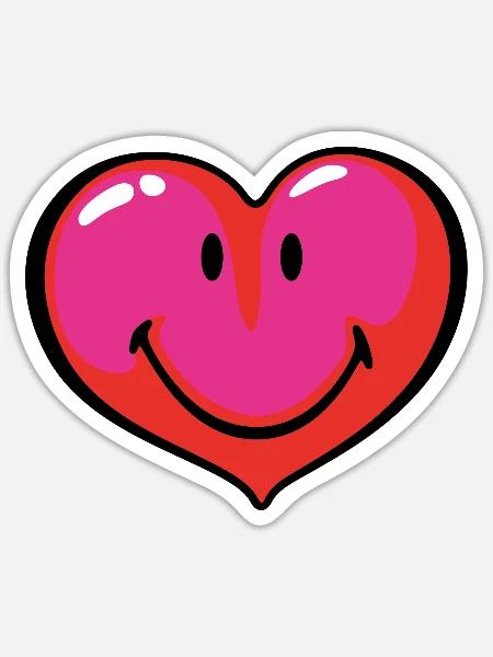 Smiley Heart - Sticker Größe S (10 x 10 cm) - Mattweiß