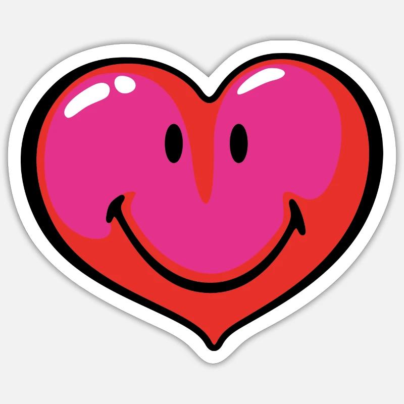 Smiley Heart - Sticker taille S (10 x 10 cm) - blanc mat