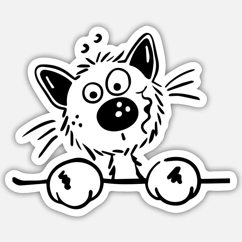 Neugierige Katze - Sticker Größe S (10 x 10 cm) - Mattweiß