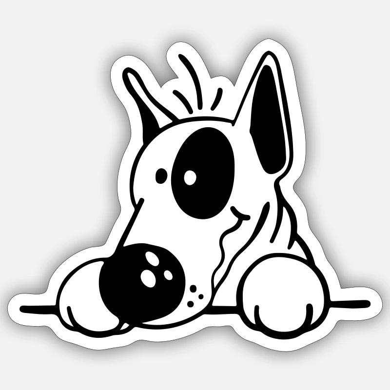 Cute Bull Terrier - Sticker taille S (10 x 10 cm) - blanc mat