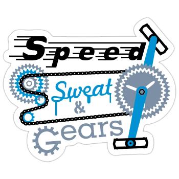 speed sweat n gears - 3 farb Vektor - Sticker Größe S (10 x 10 cm) - Mattweiß - Vorne