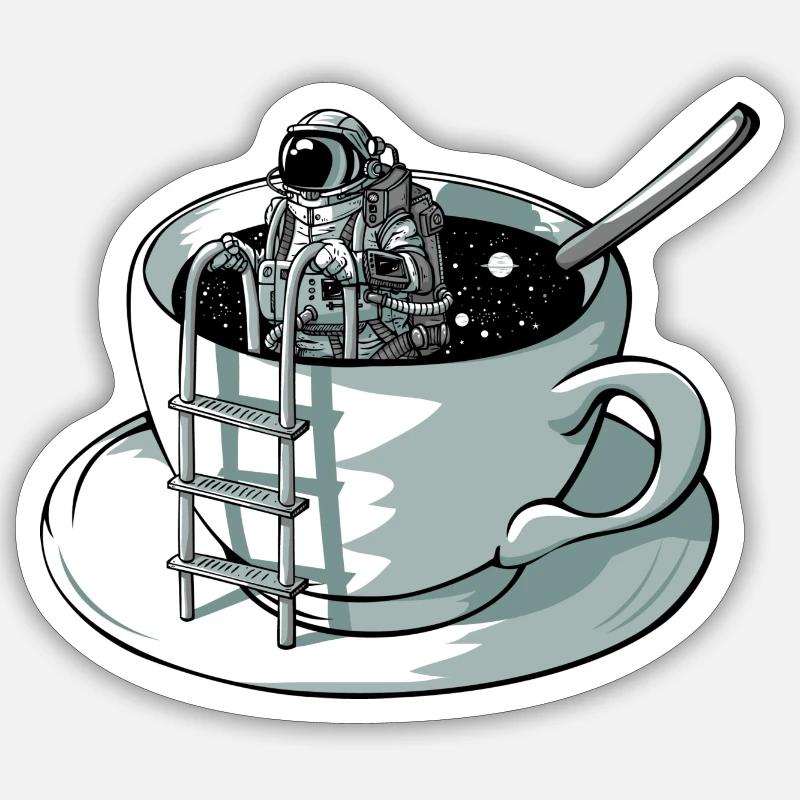 Space coffee - Sticker size S (10 x 10 cm) - white matte