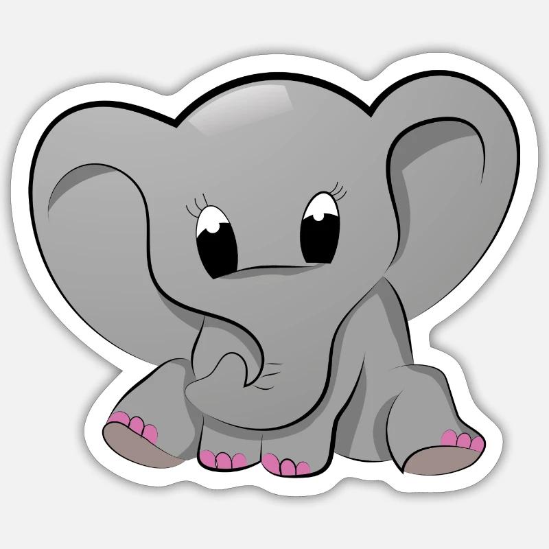 Éléphant bébé éléphant bébé - Sticker taille S (10 x 10 cm) - blanc mat