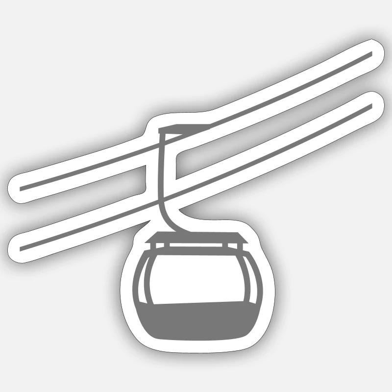 schwebebahn eine einzelne gondelbahn seilbahn gond - Sticker Größe S (10 x 10 cm) - Mattweiß