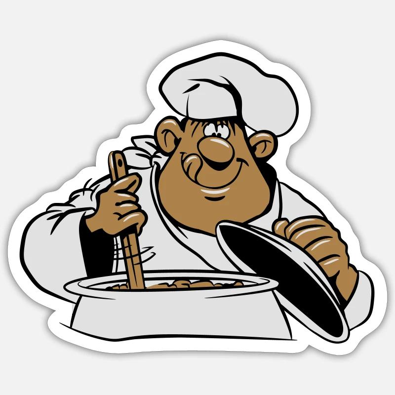 kochen koch comic witzig - Sticker Größe S (10 x 10 cm) - Mattweiß