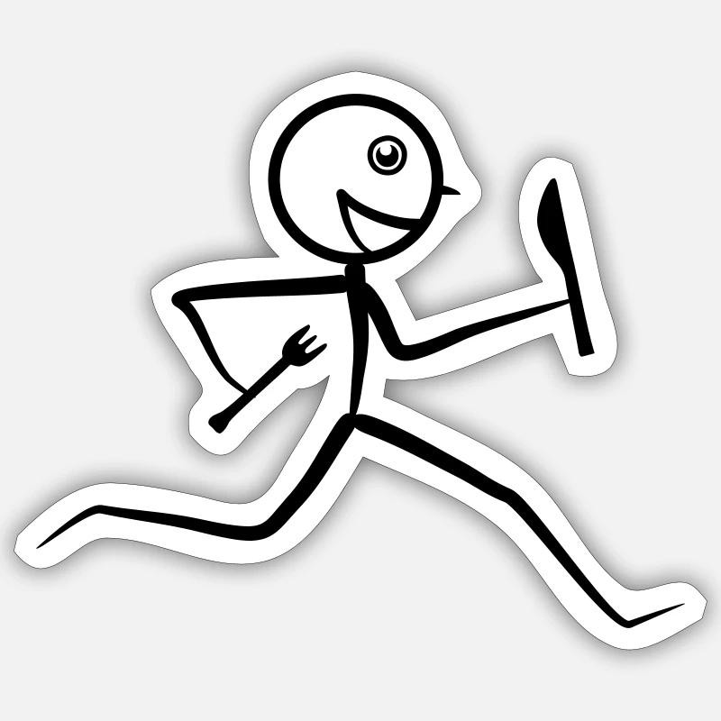 Coureur affamé, courir - Sticker taille S (10 x 10 cm) - blanc mat