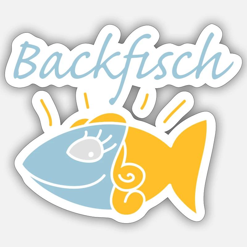 Backfisch - Sticker Größe S (10 x 10 cm) - Mattweiß