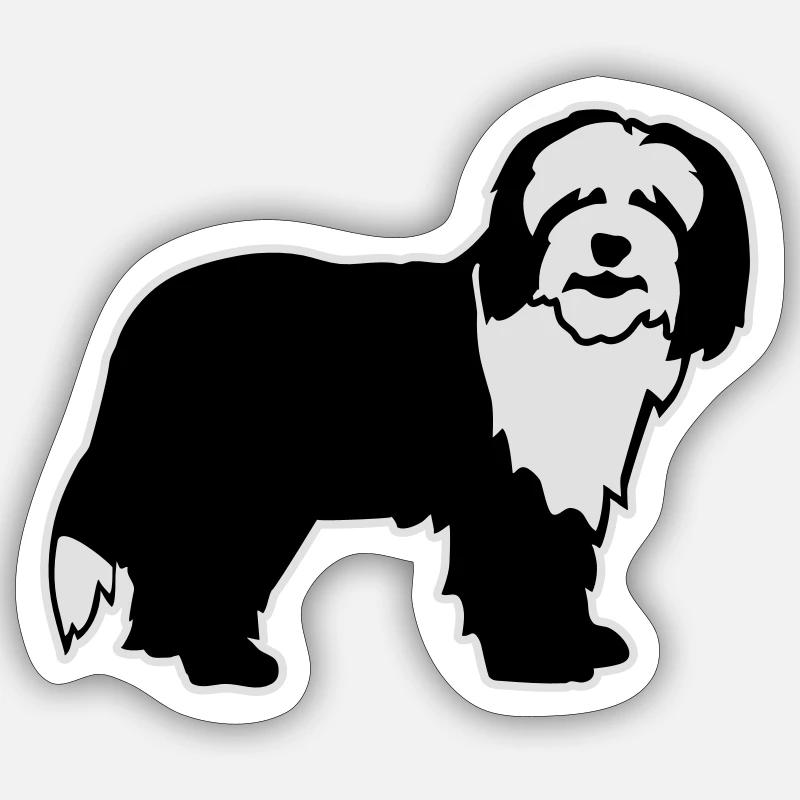 Bearded Collie - Sticker taille S (10 x 10 cm) - blanc mat