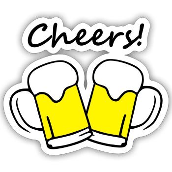 Bier, Cheers! - Sticker Größe S (10 x 10 cm) - Mattweiß - Vorne