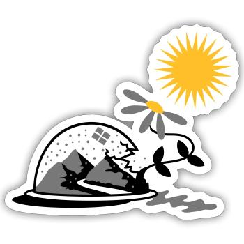 Schneekugel mit Sonnenblume und Sonne - Sticker Größe S (10 x 10 cm) - Mattweiß - Vorne