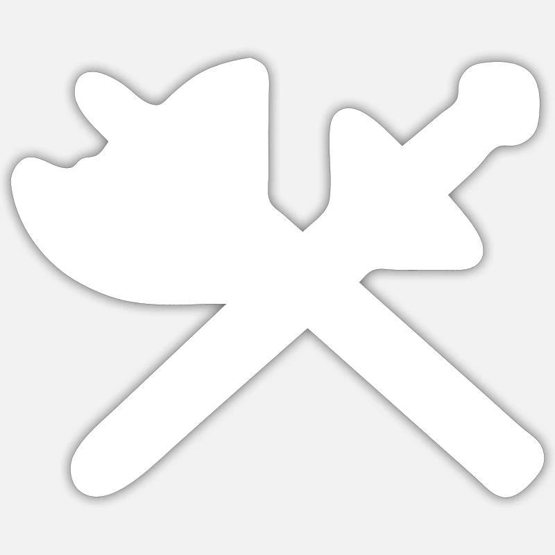 Épée et hache - Sticker taille S (10 x 10 cm) - blanc mat