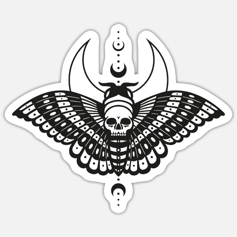 Moth with Moon Moth Skull - Sticker size S (10 x 10 cm) - white matte