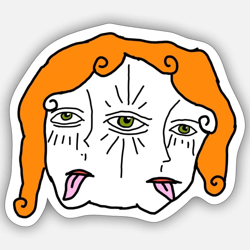 Psychedelisches Gesicht - Sticker Größe S (10 x 10 cm) - Mattweiß