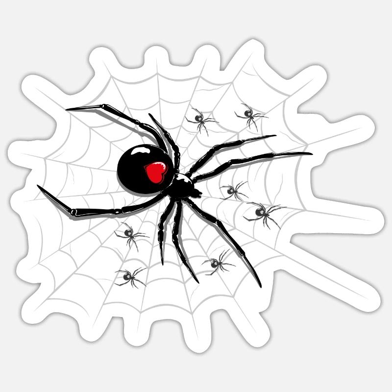 Spider on cobweb - Sticker size S (10 x 10 cm) - white matte