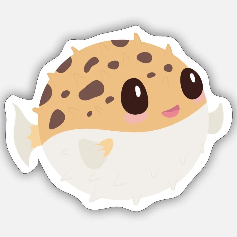 Poisson-globe - Sticker taille S (10 x 10 cm) - blanc mat