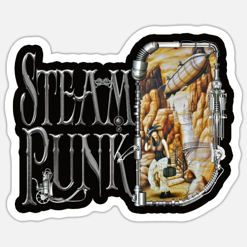 Steampunk - Sticker taille S (10 x 10 cm) - blanc mat