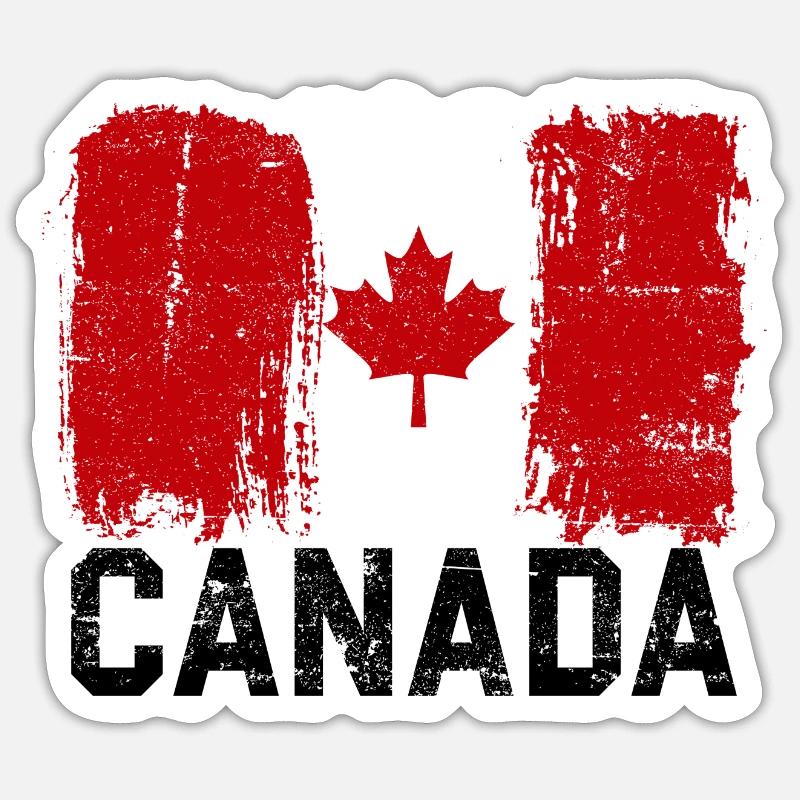 Grunge Canada Flag Maple Leaf Art - Sticker size S (10 x 10 cm) - white matte
