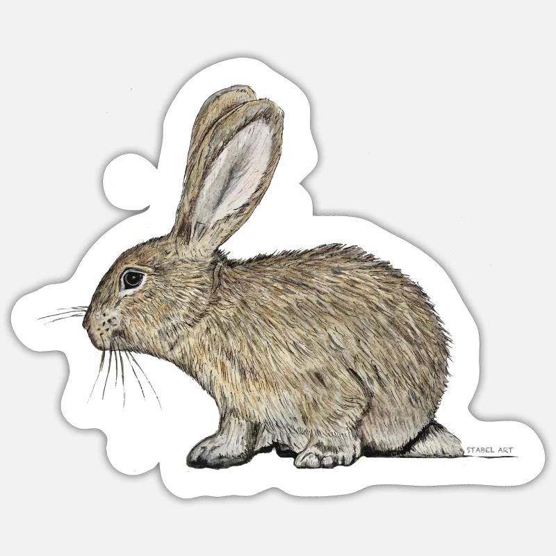 Lapin / lapin - Sticker taille S (10 x 10 cm) - blanc mat