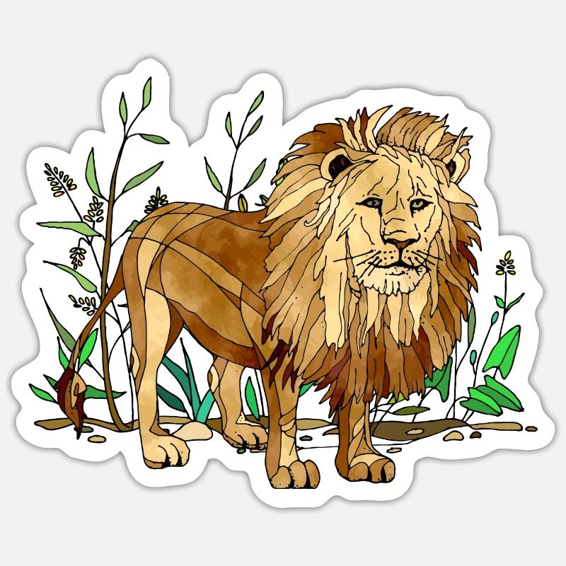Löwe - Sticker Größe S (10 x 10 cm) - Mattweiß