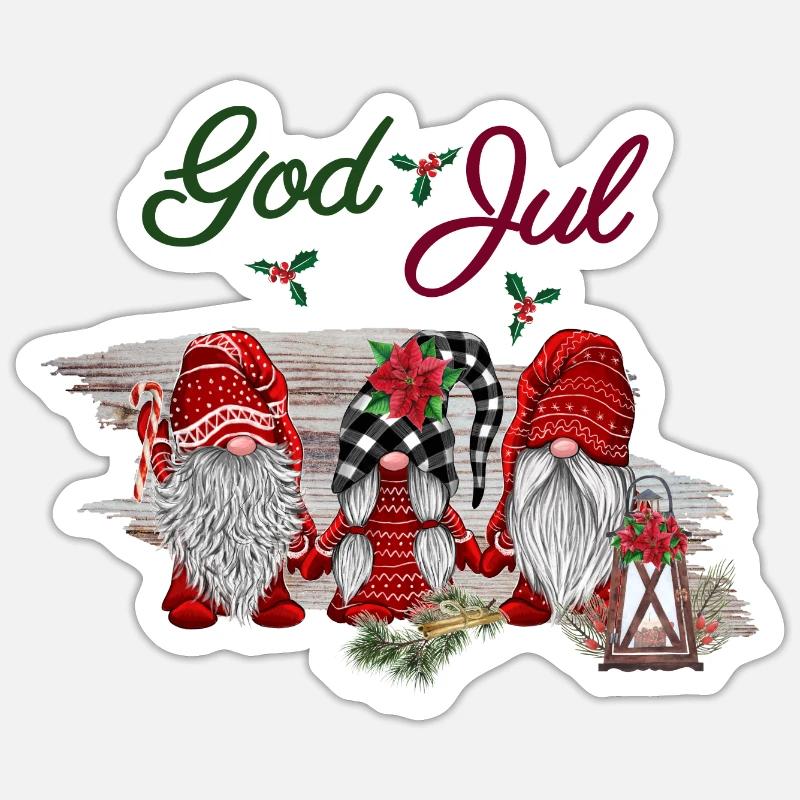 Dieu jul Joyeux Noël Noël Design - Sticker taille S (10 x 10 cm) - blanc mat