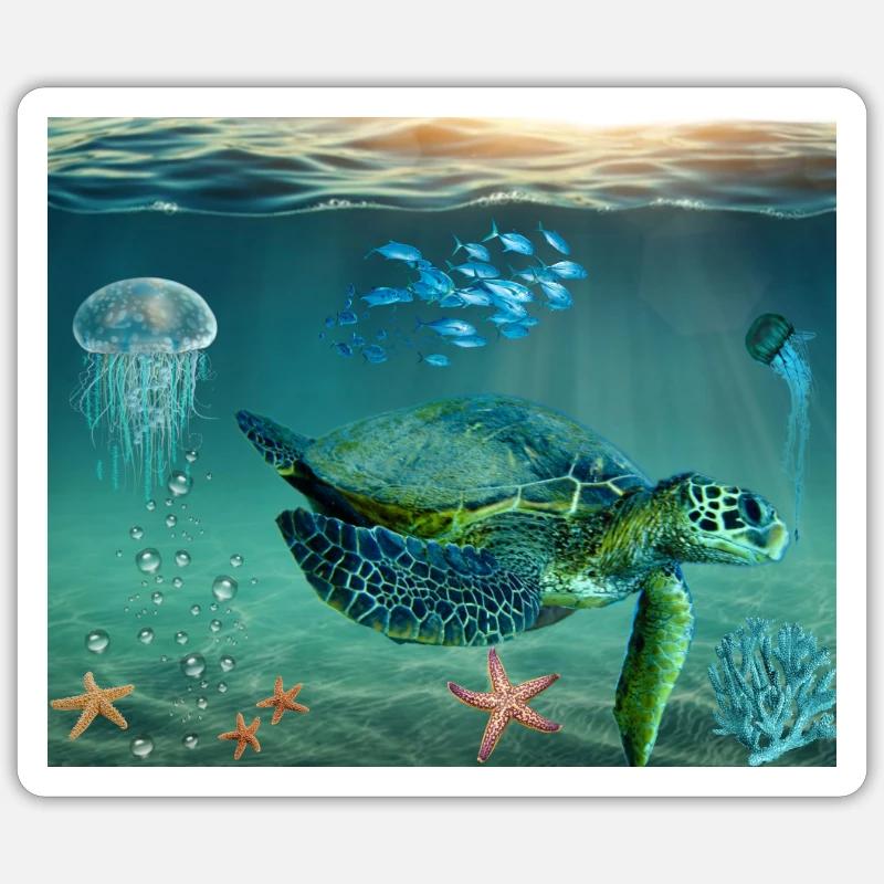 Turtle Sea Gift Idea Sticker size S (10 x 10 cm)