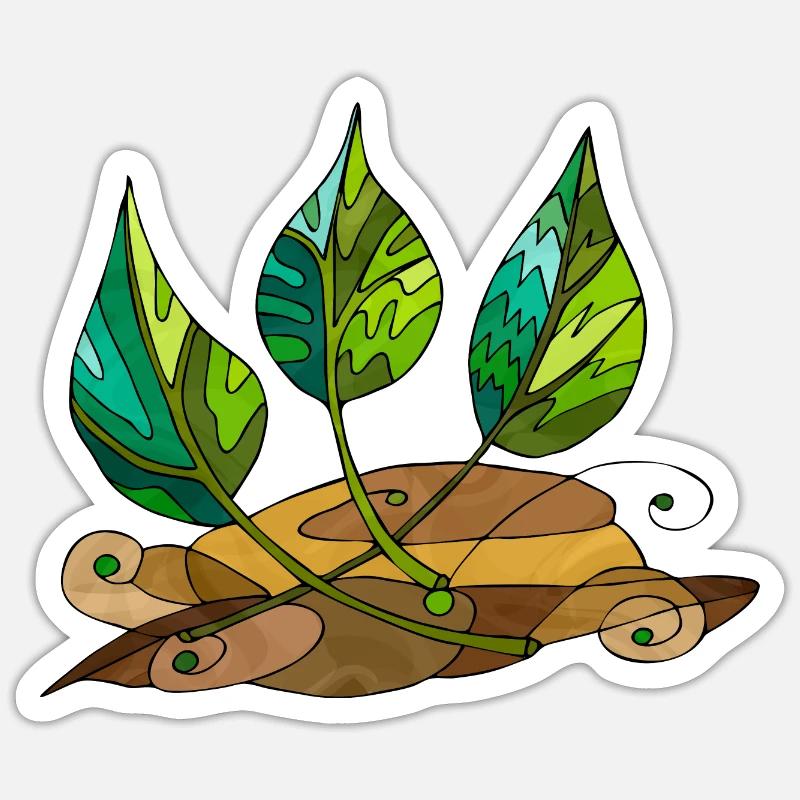 Feuilles - Sticker taille S (10 x 10 cm) - blanc mat