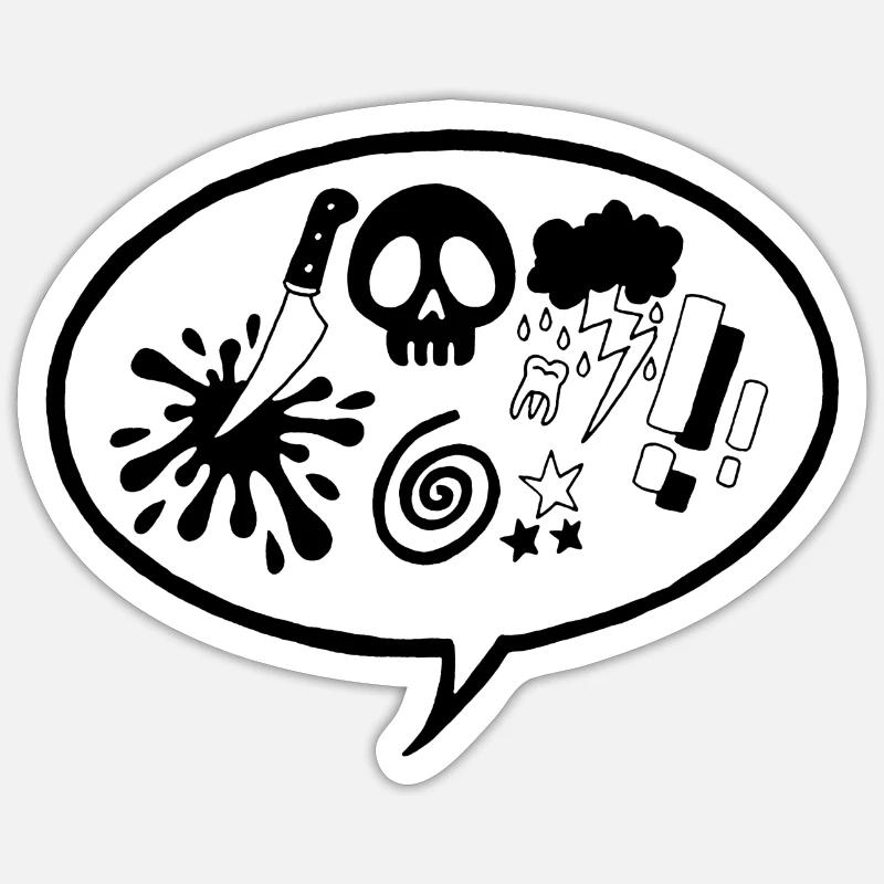 Schwarzer Comic - Sticker Größe S (10 x 10 cm) - Mattweiß