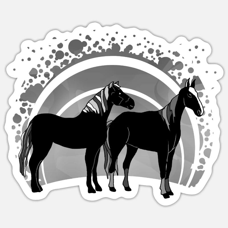Les chevaux - Sticker taille S (10 x 10 cm) - blanc mat