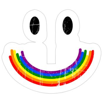 Rainbow Smilie - Sticker size S (10 x 10 cm) - white matte - Front