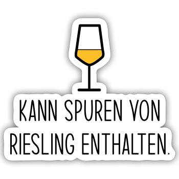 Kann Spuren von Riesling enthalten - Sticker Größe S (10 x 10 cm) - Mattweiß - Vorne