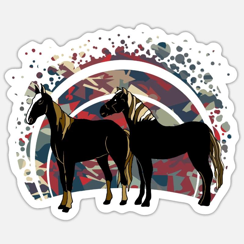 Les chevaux - Sticker taille S (10 x 10 cm) - blanc mat