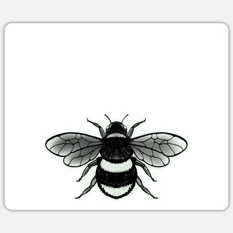 Bourdon noir blanc - Sticker taille S (10 x 10 cm) - blanc mat