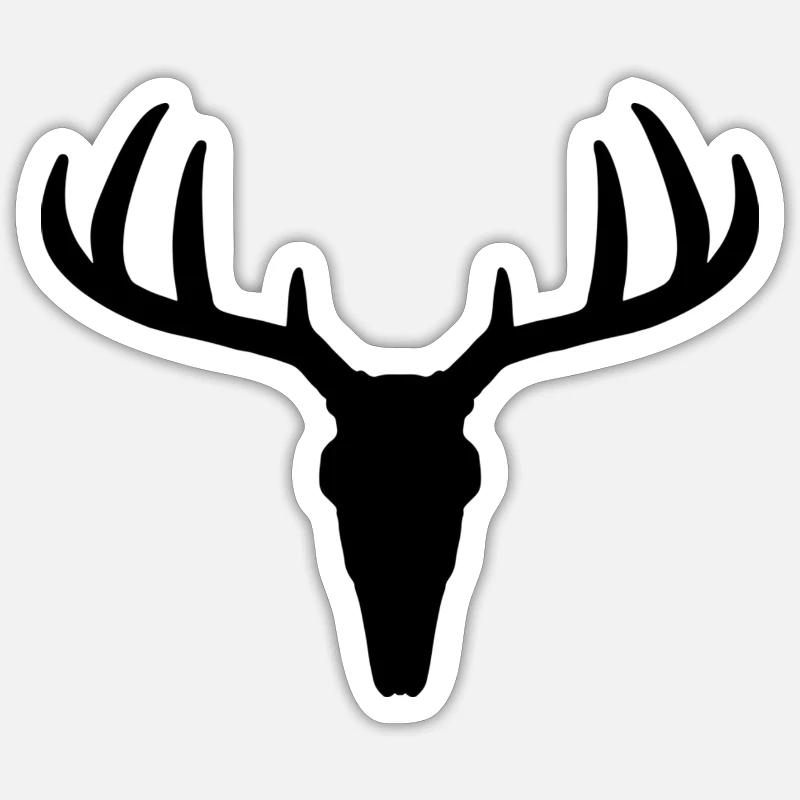 Hirschgeweih Silhouette - Sticker Größe S (10 x 10 cm) - Mattweiß