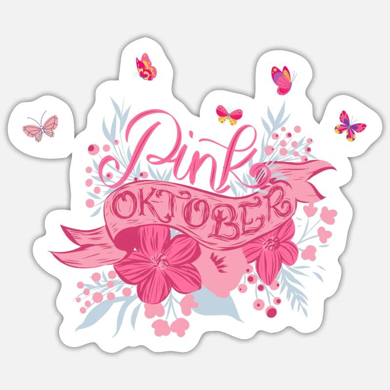 Oktober rosa - Sticker Größe S (10 x 10 cm) - Mattweiß