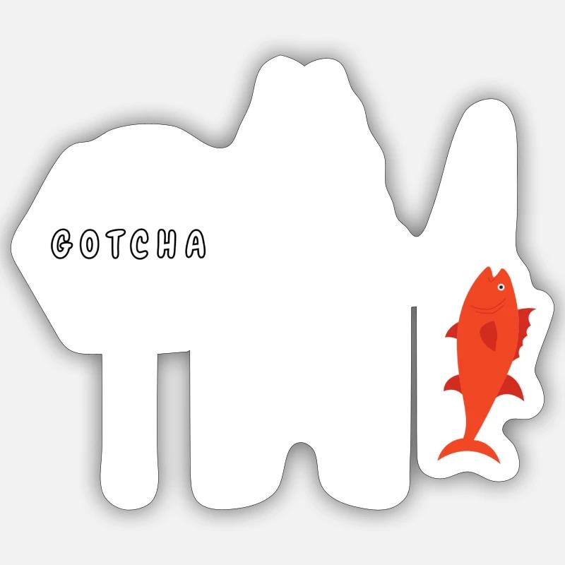 Pêche pêche - Sticker taille S (10 x 10 cm) - blanc mat